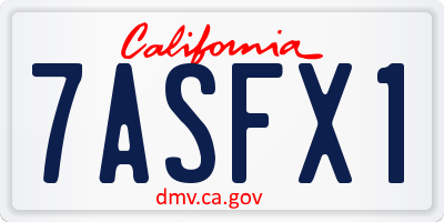 CA license plate 7ASFX1