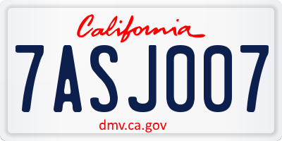 CA license plate 7ASJ007