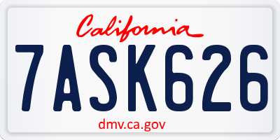 CA license plate 7ASK626