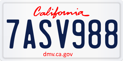CA license plate 7ASV988