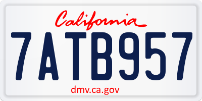 CA license plate 7ATB957
