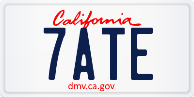 CA license plate 7ATE