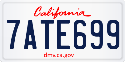 CA license plate 7ATE699