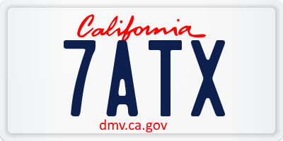 CA license plate 7ATX