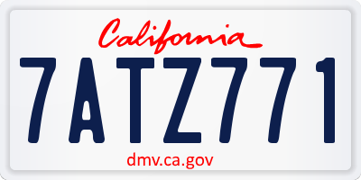 CA license plate 7ATZ771