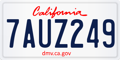 CA license plate 7AUZ249