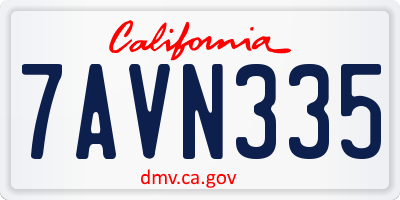 CA license plate 7AVN335