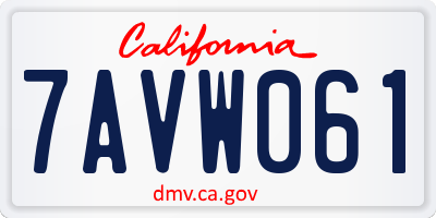 CA license plate 7AVW061