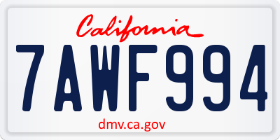 CA license plate 7AWF994