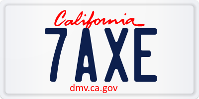 CA license plate 7AXE