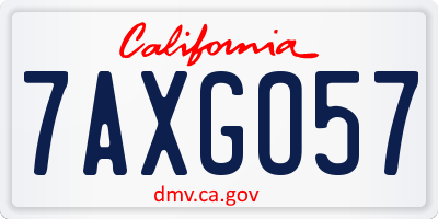 CA license plate 7AXGO57