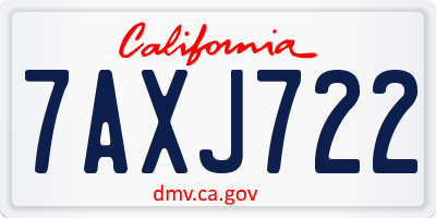 CA license plate 7AXJ722