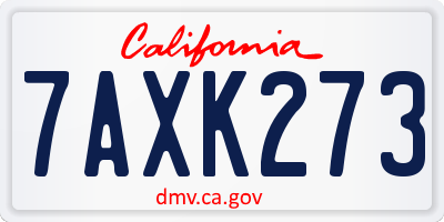 CA license plate 7AXK273