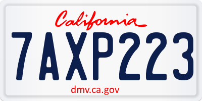 CA license plate 7AXP223