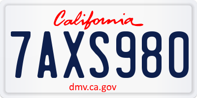 CA license plate 7AXS980