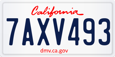 CA license plate 7AXV493