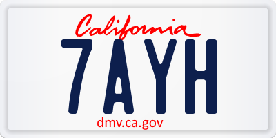 CA license plate 7AYH