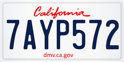 CA license plate 7AYP572
