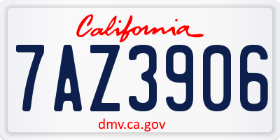 CA license plate 7AZ3906