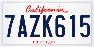 CA license plate 7AZK615