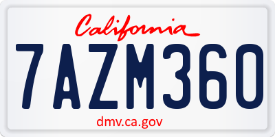 CA license plate 7AZM360