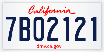 CA license plate 7B02121