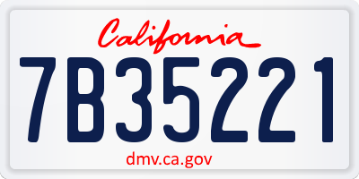 CA license plate 7B35221