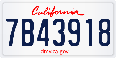 CA license plate 7B43918