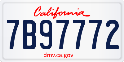 CA license plate 7B97772