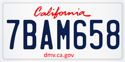 CA license plate 7BAM658