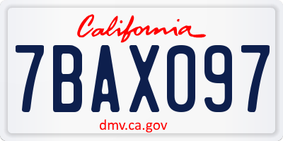 CA license plate 7BAX097
