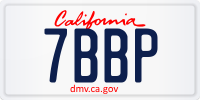 CA license plate 7BBP