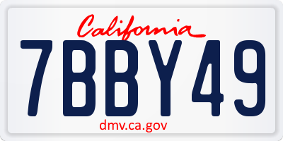 CA license plate 7BBY49