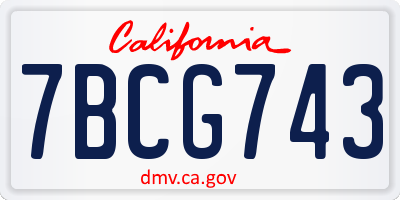CA license plate 7BCG743