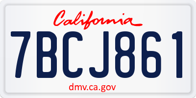 CA license plate 7BCJ861