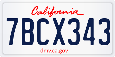 CA license plate 7BCX343