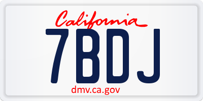 CA license plate 7BDJ