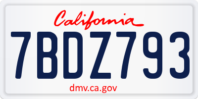 CA license plate 7BDZ793