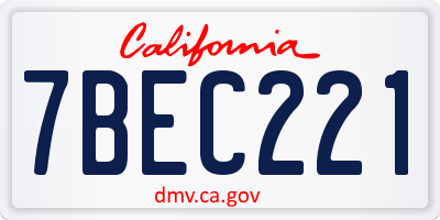 CA license plate 7BEC221