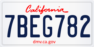 CA license plate 7BEG782