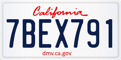 CA license plate 7BEX791