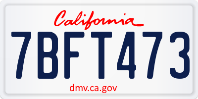 CA license plate 7BFT473