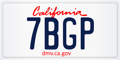 CA license plate 7BGP