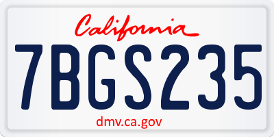 CA license plate 7BGS235