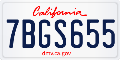 CA license plate 7BGS655
