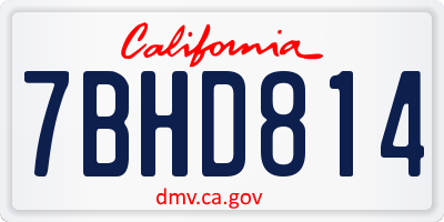 CA license plate 7BHD814