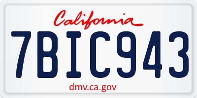 CA license plate 7BIC943