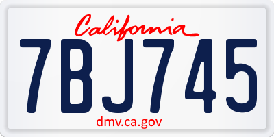 CA license plate 7BJ745