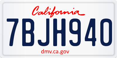 CA license plate 7BJH940
