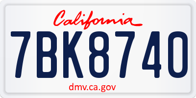 CA license plate 7BK8740